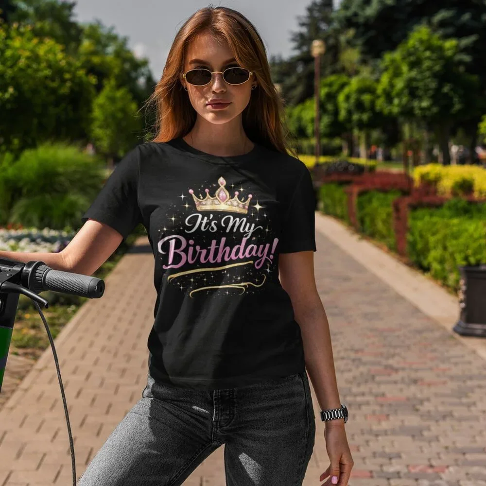 It’s My Birthday Crown Graphic T-Shirt – Birthday Girl Celebration Party Shirt f - Picture 1 of 3